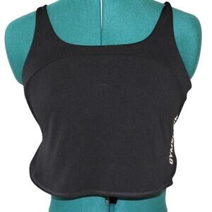 Gymshark Black Cropped Tank Top Strappy Back Stretch Athletic Workout Top S